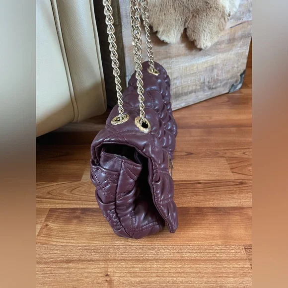 I.N.C International Concepts Soft Ajae Quilted Shoulder Bag Prune Maroon - Picture 4 of 10